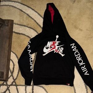 Youth Nike Air Jordan Black Hoodie with Red and White Accents size Medium